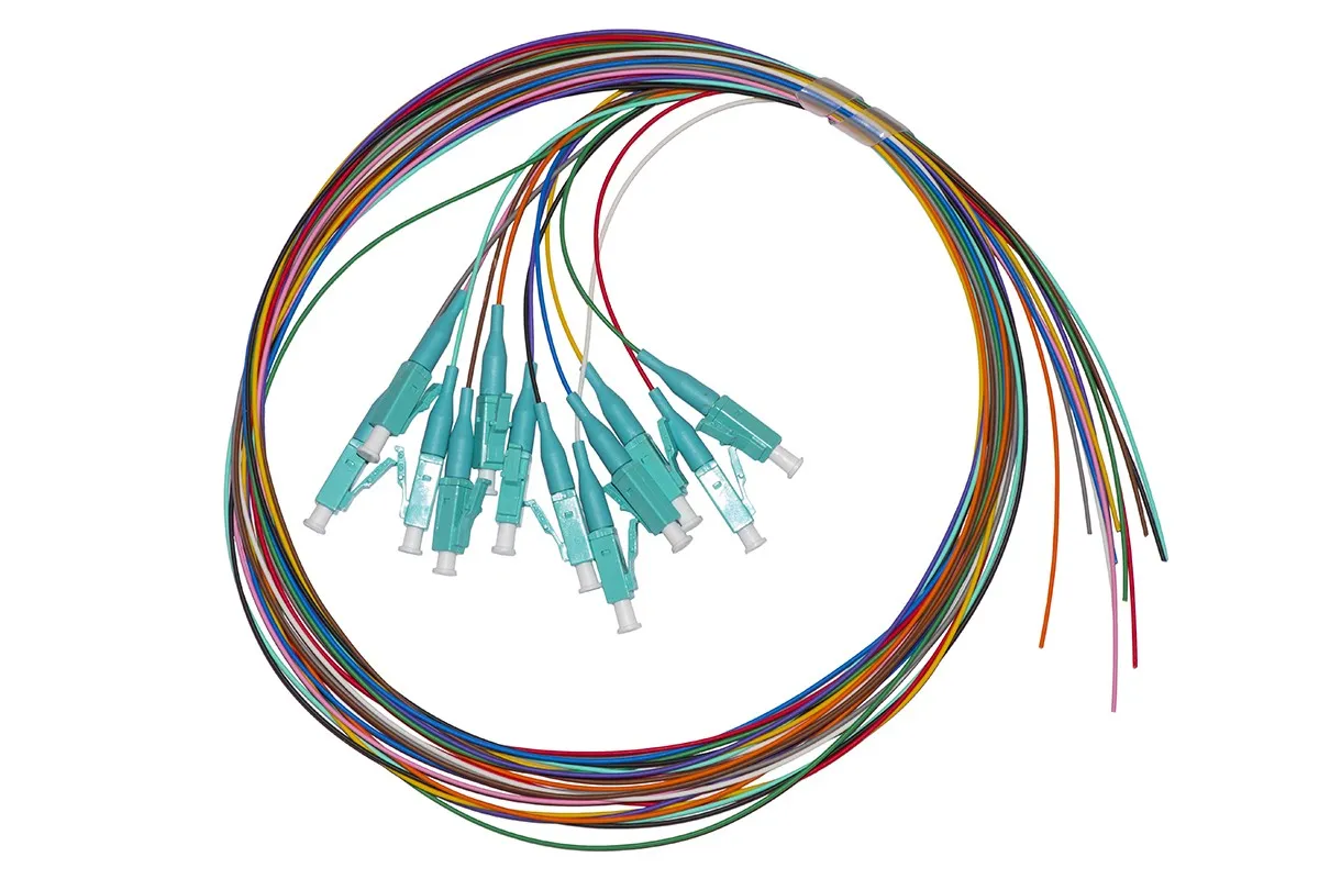 SET 12 CAVI PIGTAIL FIBRA OTTICA COLORATI CONNETTORI LC OM3 SIMPLEX 1 MT - immagine 1