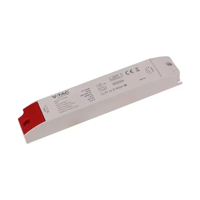 V-TAC Alimentatore in Plastica 100W 24V 4.17A con 1 Uscita Bianco 300x41x30mm IP44 - immagine 1