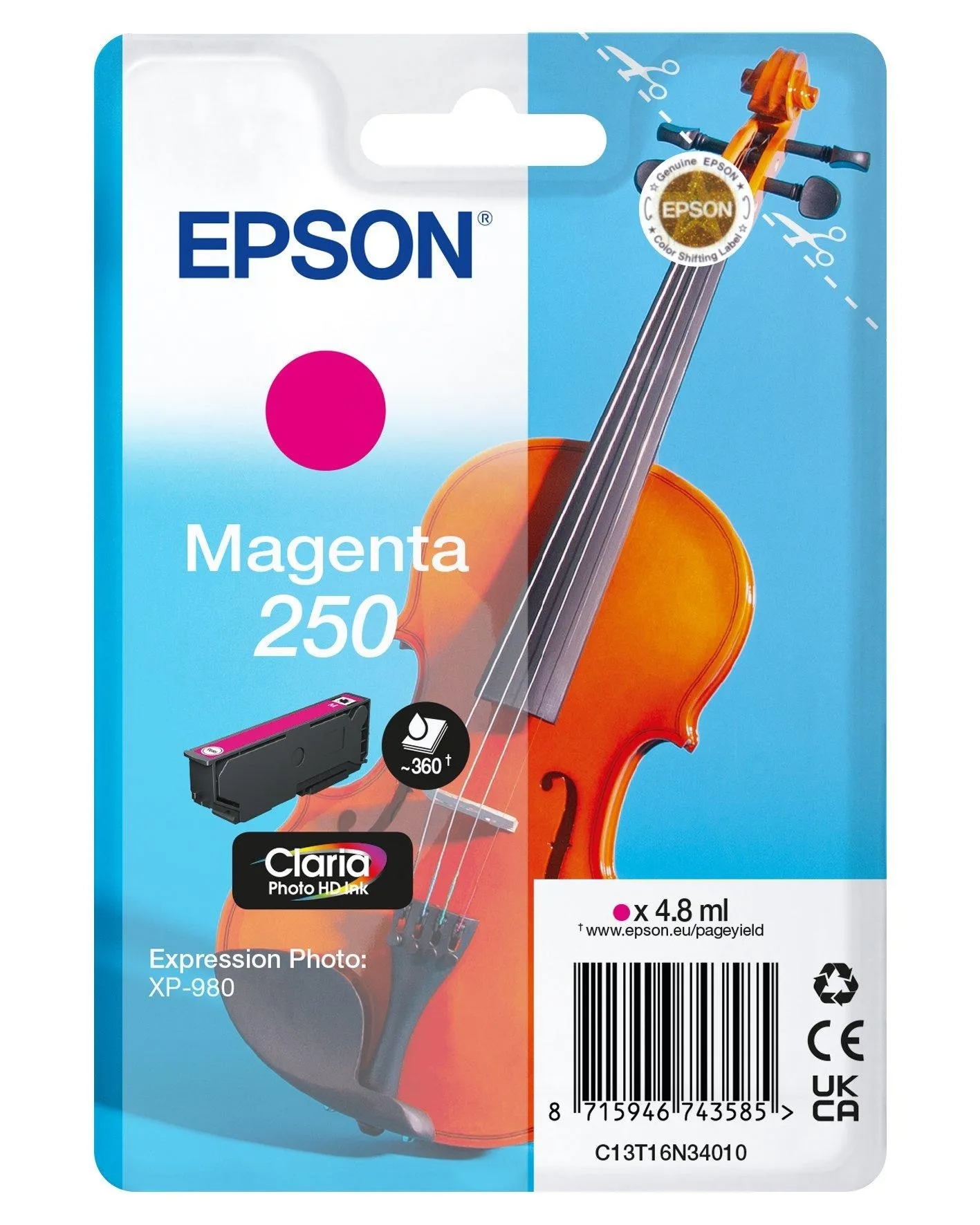 ORIGINALE Epson Cartuccia d'inchiostro magenta C13T16N34010 250 360 pagine 48ml - immagine 1