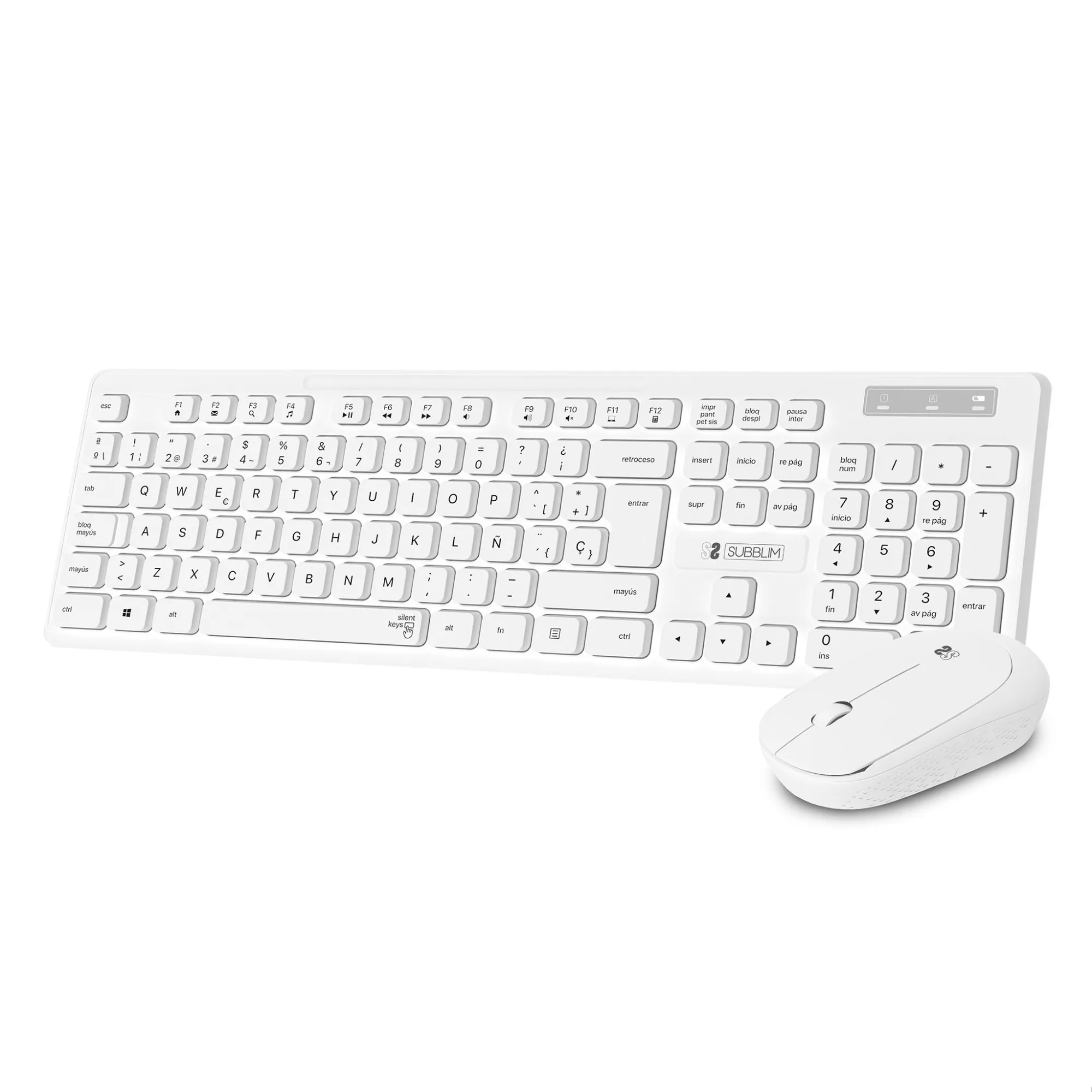 SUBBLIM SUBKBC-CSSW11 tastiera Mouse incluso RF Wireless QWERTY Spagnolo Bianco - immagine 1