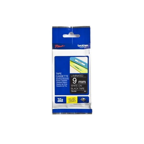 ORIGINALE Brother Nastro Bianco su nero TZe-325 TZ-325 9 mm x 8 m laminato - immagine 1