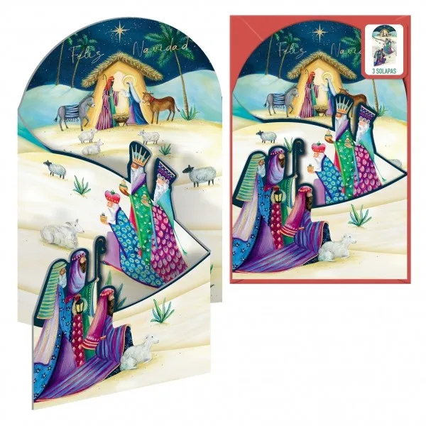 Dohe Star of the East Confezione da 6 biglietti di auguri natalizi pop-up con busta - Stampati a colori - immagine 1
