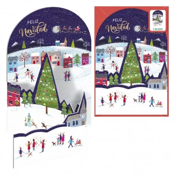 Dohe Christmas Morning Confezione da 6 biglietti di auguri natalizi pop-up con busta - Stampa a colori - immagine 1