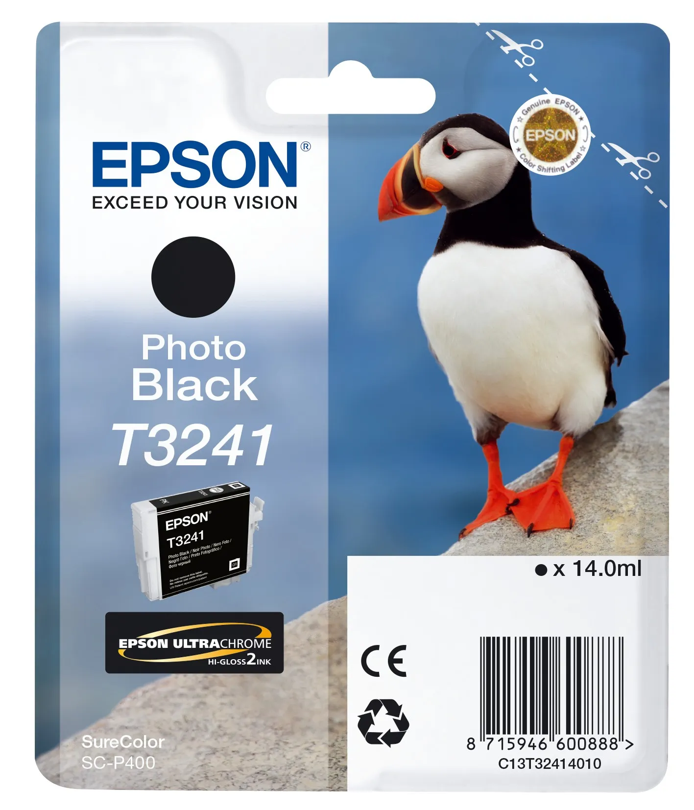 ORIGINALE Epson Cartuccia d'inchiostro nero C13T32414010 T3241 4200 pagine 14ml - immagine 1