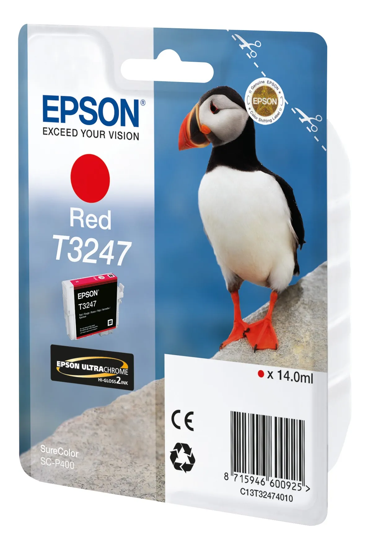 ORIGINALE Epson Cartuccia d'inchiostro Rosso C13T32474010 T3247 980 pagine 14ml - immagine 1