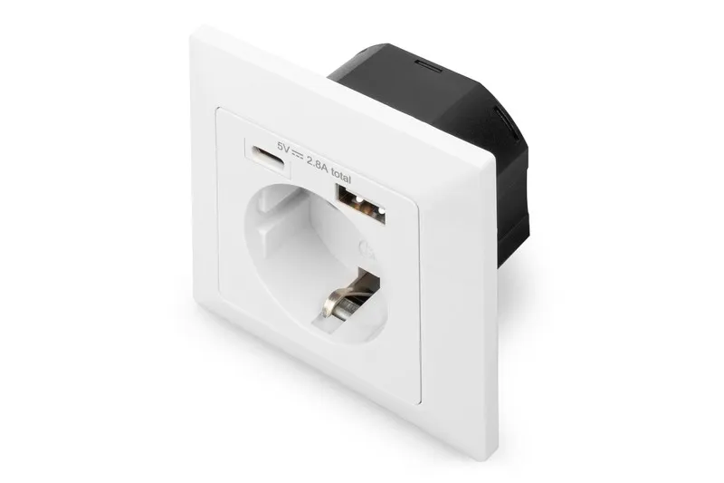 Digitus Presa Di Sicurezza Da Incasso Con 1 Usb Type-C 1 Usb A - immagine 1