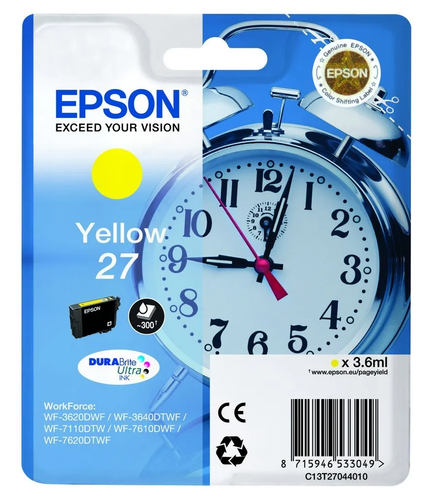 Epson Alarm clock Cartuccia Sveglia Giallo Inchiostri DURABrite Ultra 27 - immagine 1