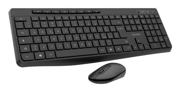 Vultech Tastiera E Mouse Bundle Wireless Low Profile Tasti Funzionali 1600Dpi Regolabili 24Ghz - immagine 1