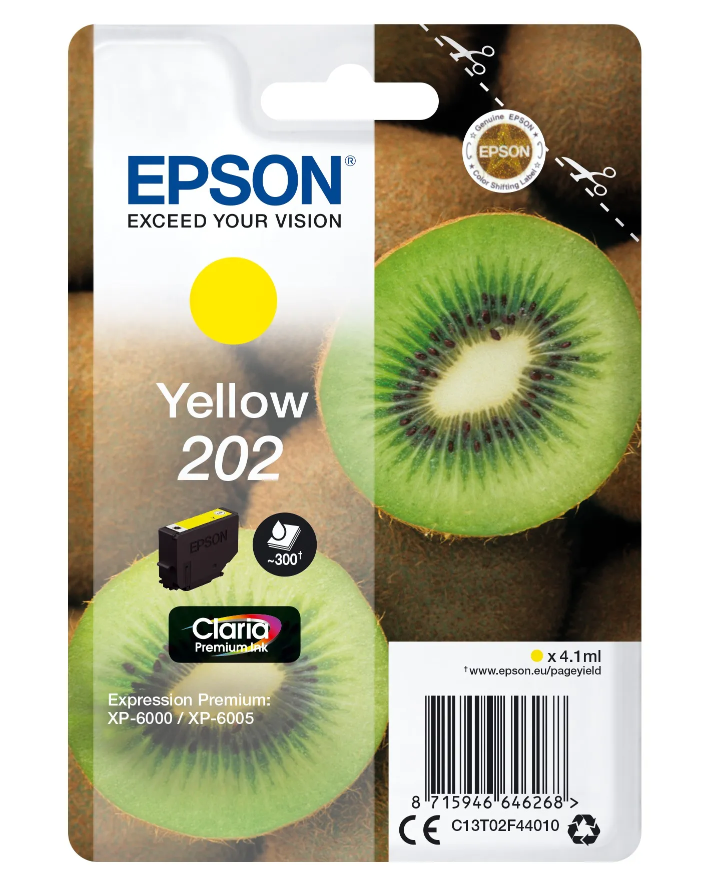 ORIGINALE Epson Cartuccia d'inchiostro giallo C13T02F44010 202 300 pagine 41ml - immagine 1