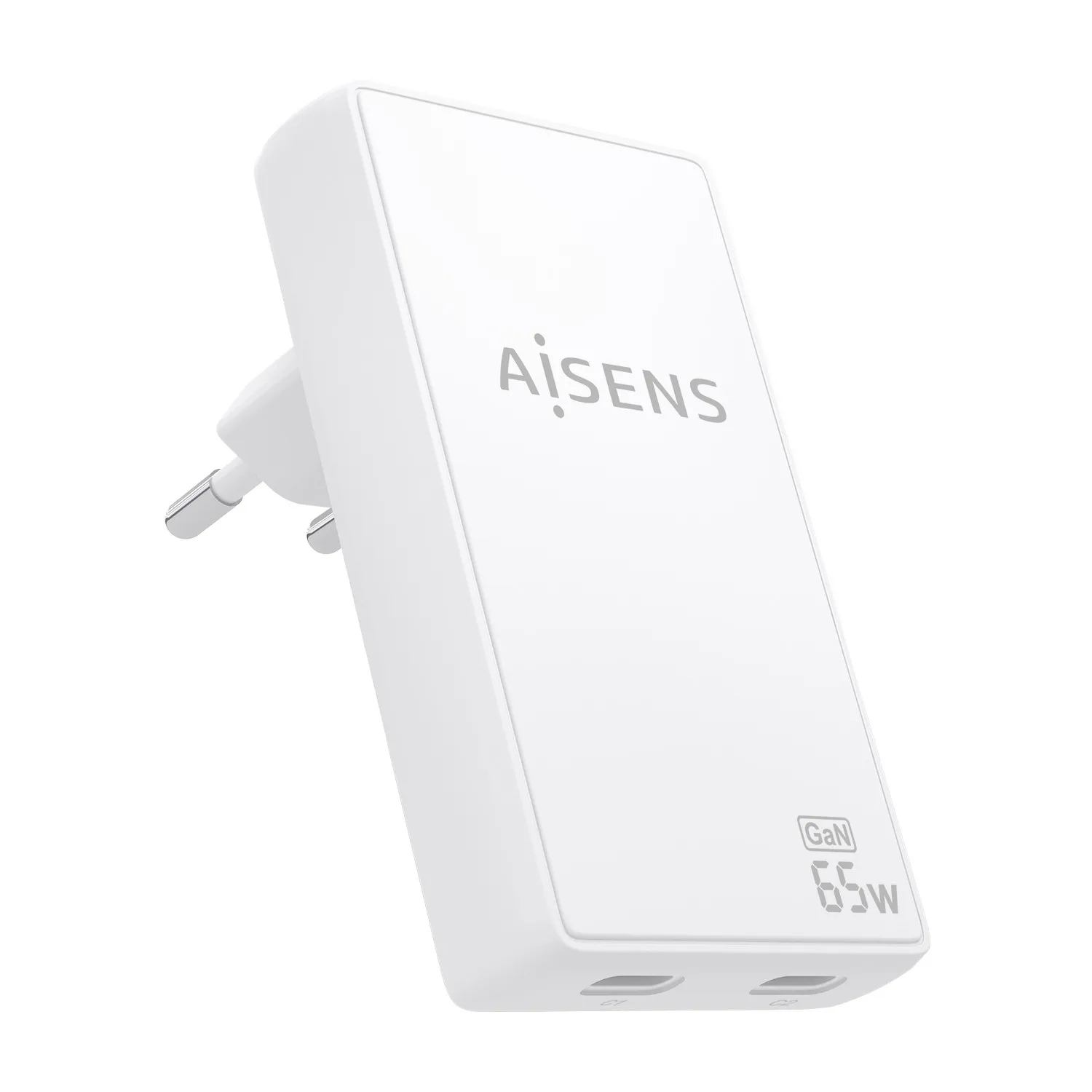 AISENS ASCH-65W2P077-W Caricabatterie per dispositivi mobili Fotocamera Telefono cellulare Computer portatile Smartphone Tablet Universale Bianco AC Ricarica rapida Interno - immagine 1
