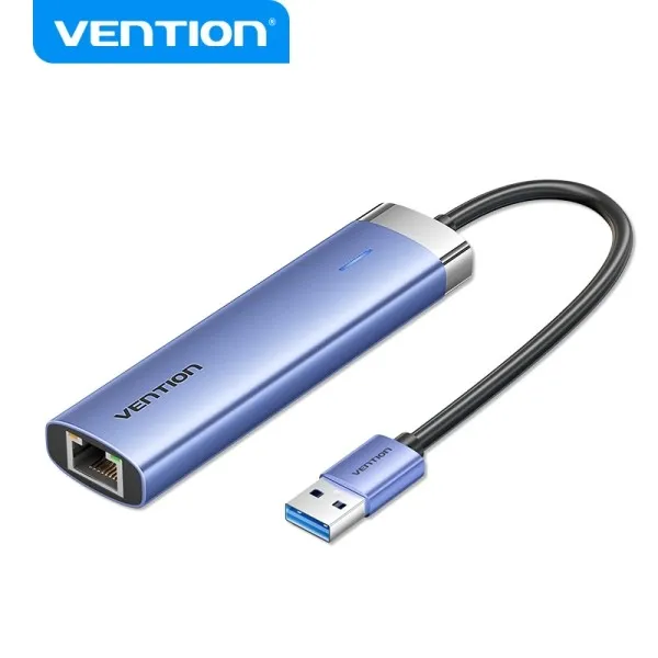 Hub USB 3.0 Vention 5 in 1 - Trasferimento 5 Gbps - Porta Gigabit Ethernet - Ampia compatibilità - Controllo termico efficiente - Blu - immagine 1