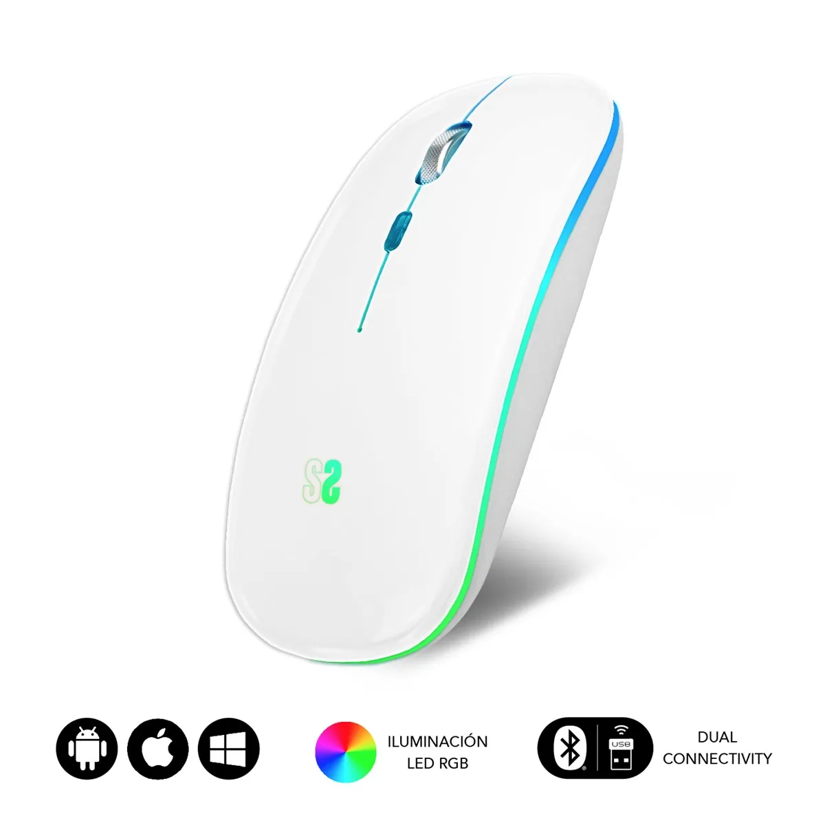 SUBBLIM SUBMO-LDFLAT2 mouse Ambidestro RF Wireless + Bluetooth + USB Type-A Ottico 1600 DPI - immagine 1
