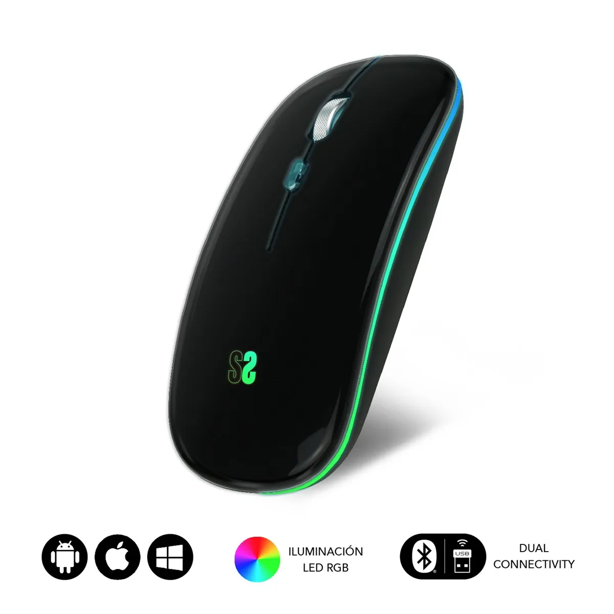 SUBBLIM SUBMO-LDFLAT1 mouse Ambidestro RF Wireless + Bluetooth + USB Type-A Ottico 1600 DPI - immagine 1