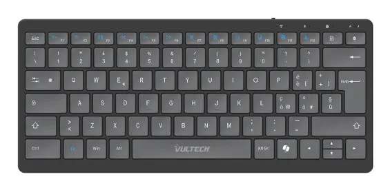 Vultech Tastiera Mini Slim Wireless E Bluetooth Tasti Low Profile A Forbice Batteria Integrata R - immagine 1