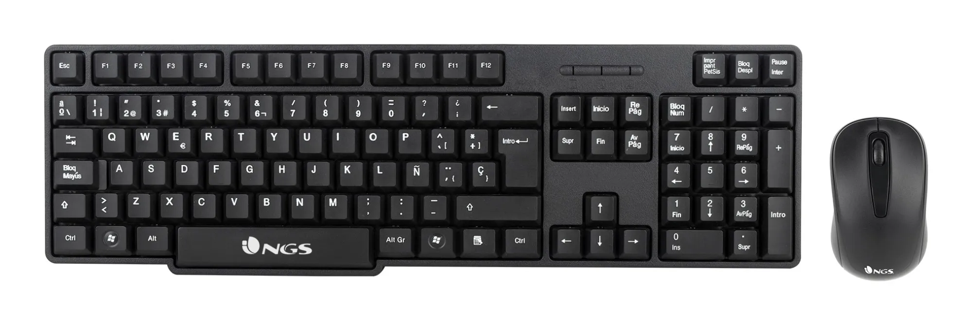 NGS EUPHORIA KIT tastiera Mouse incluso RF Wireless QWERTY Inglese Nero - immagine 1