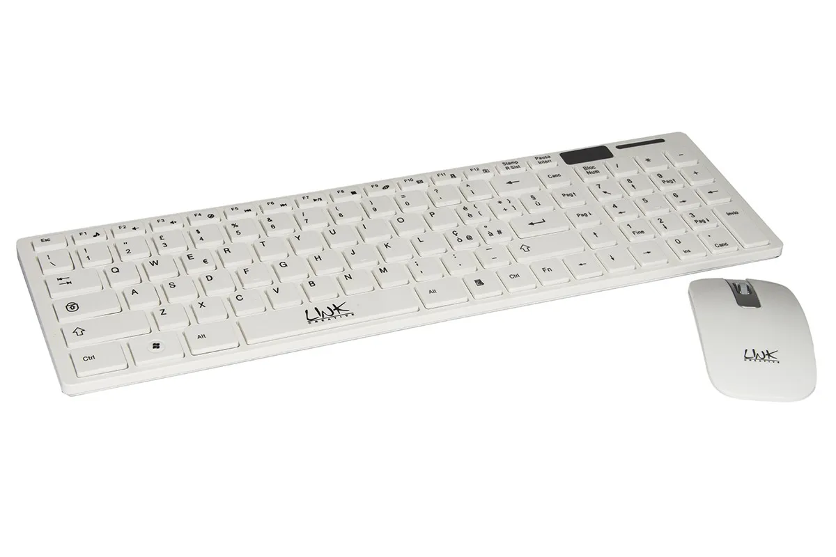 Tastiera Italiana Slim E Mouse Combo Wireless Bianca - immagine 1
