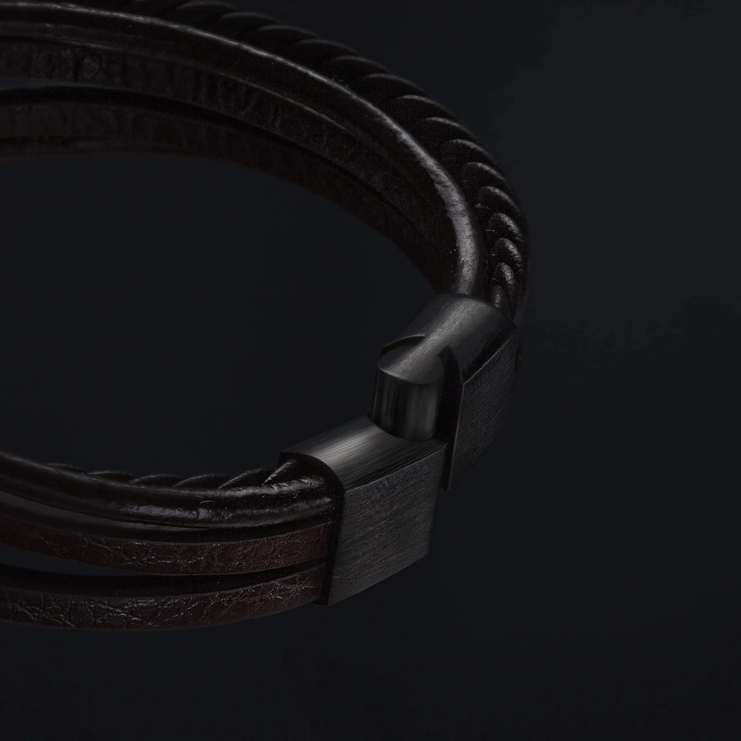 SERASAR Bracciale Uomo Cuoio Braccialetto Pelle Marrone Acciaio Regalo 21cm - immagine 8