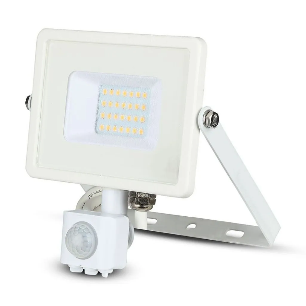 V-TAC PRO Faro LED Chip Samsung 20W con Sensore di Movimento e Crepuscolare e Interruttore Manuale di Bloccaggio Colore Bianco 3000K IP65 - immagine 1