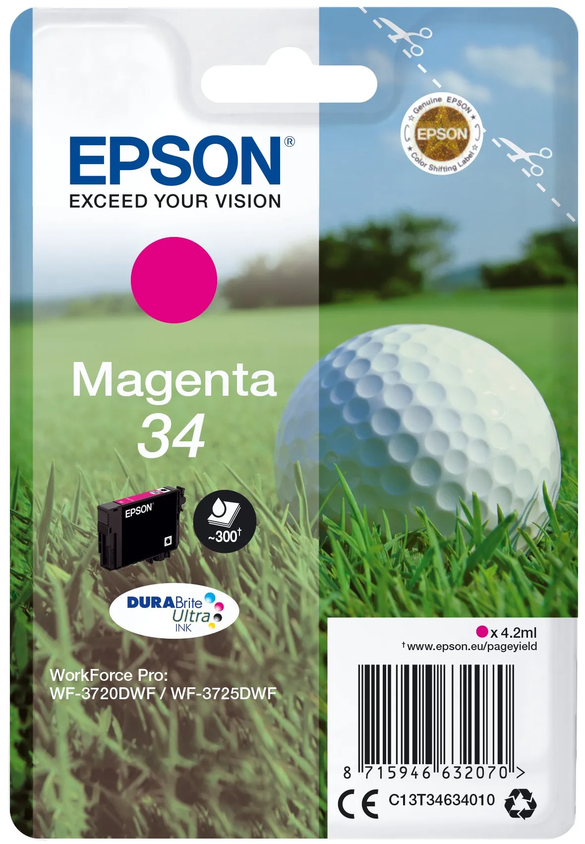 Epson Golf ball Singlepack Magenta 34 DURABrite Ultra Ink - immagine 1