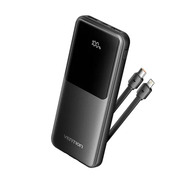 Vention Power Bank 10.000 mAh - Interfacce USB multiple - Ricarica rapida - Uscita totale 3A - Colore nero - immagine 1
