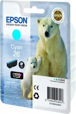 ORIGINALE Epson Cartuccia d'inchiostro ciano C13T26124012 26 300 pagine 45ml standard - immagine 1