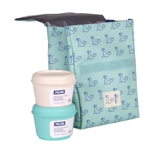 Borsa termica per alimenti Milan Collection 460 da 35 l - Include 2 contenitori per alimenti da 025 l - Interno isolato termicamente - Verde/Blu - immagine 1