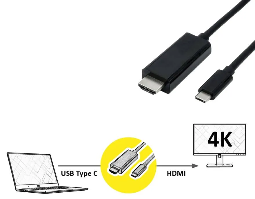 Cavo Usb 3.1 C-Hdmi 1Mt M/M Bk 3840X2160 @30Hz - immagine 1