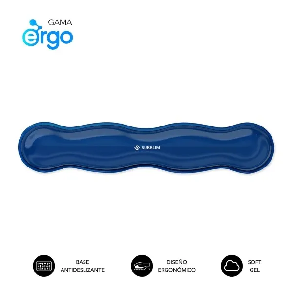 Poggiapolsi per tastiera Subblim Ergo Crystal Flex - Gel di raffreddamento autoregolante - Design ergonomico a onda - Base antiscivolo - Blu - immagine 1