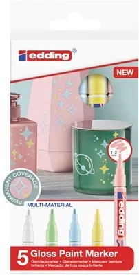 Edding 751 marcatore permanente Tipo di punta Blu Verde Rosa Bianco Giallo 5 pz - immagine 1