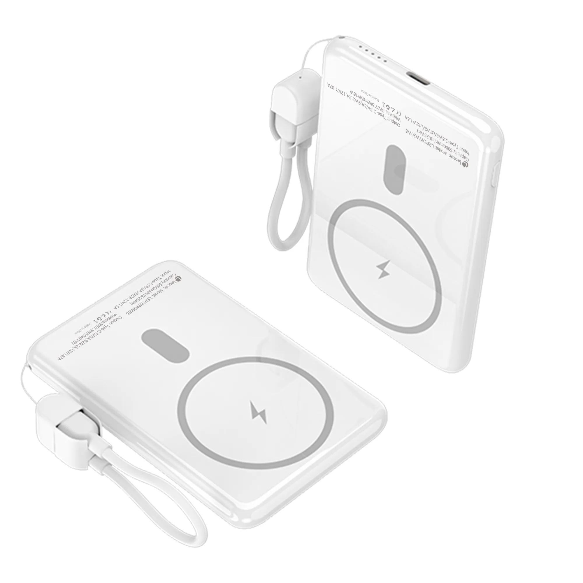 Leotec LEPOWW20W5W batteria portatile Polimeri di litio (LiPo) 5000 mAh Carica wireless Bianco - immagine 1