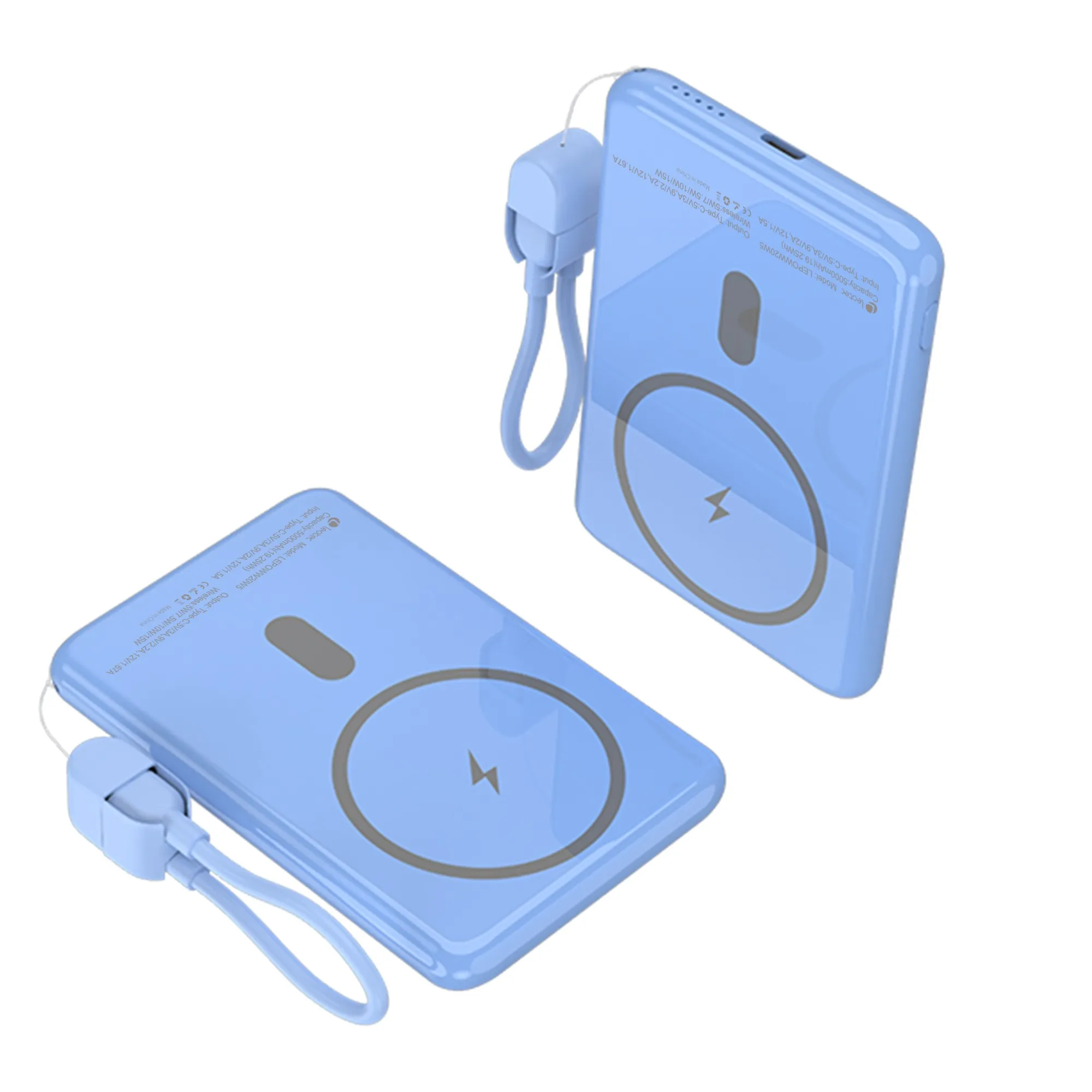 Leotec LEPOWW20W5B batteria portatile Polimeri di litio (LiPo) 5000 mAh Carica wireless Blu - immagine 1