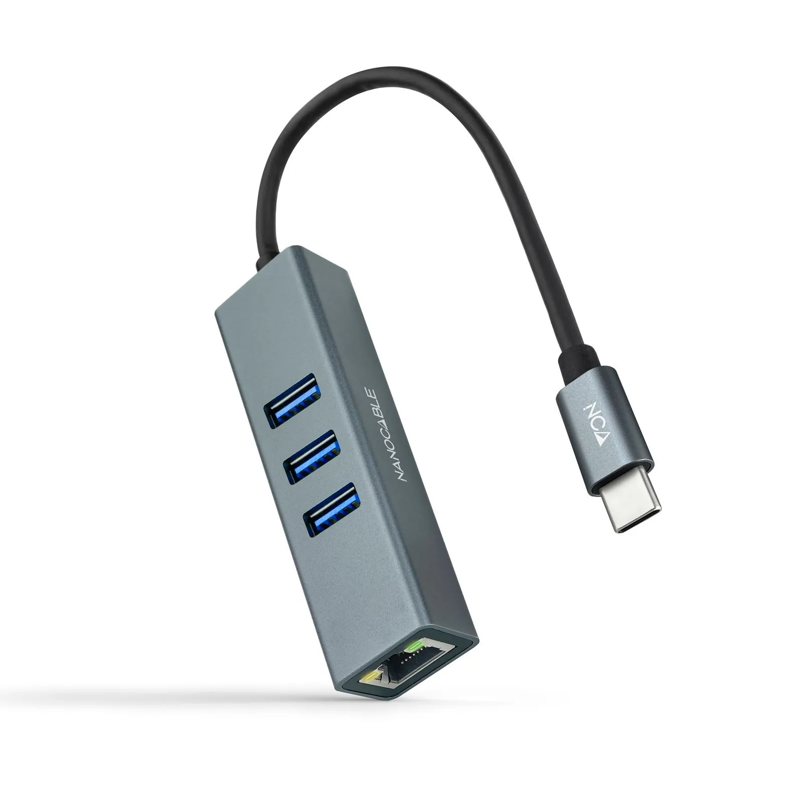 Nanocable 10.03.0408 replicatore di porte e docking station per notebook Cablato USB 3.2 Gen 1 (3.1 Gen 1) Type-C Grigio - immagine 1