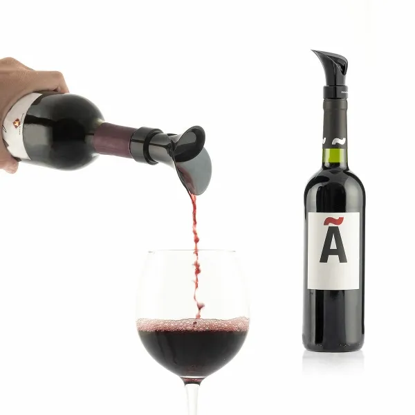 Innovagoods Wintopp Tappo per dispenser di vino 2 in 1 con aeratore - Multifunzionale - Chiusura ermetica - Antigoccia - Facile da pulire - 5x98x5 cm - Nero - immagine 1
