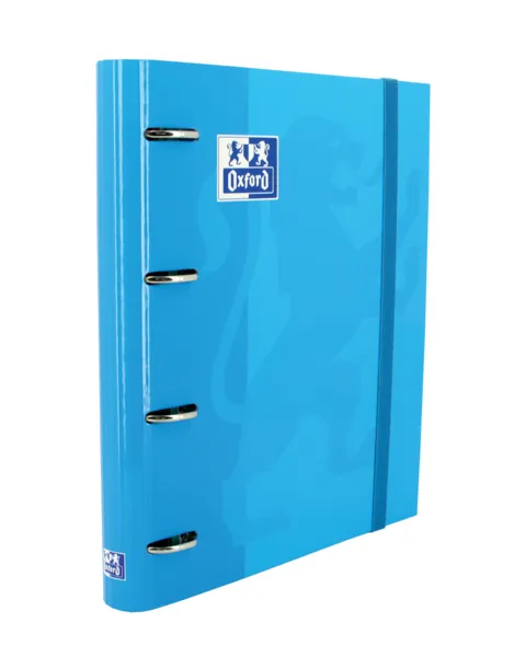 Raccoglitore ad anelli Oxford Europeanbinder Classic A4+ con griglia sostitutiva 5x5 - Copertina extra rigida - Chiusura ad elastico - Colore turchese - immagine 1