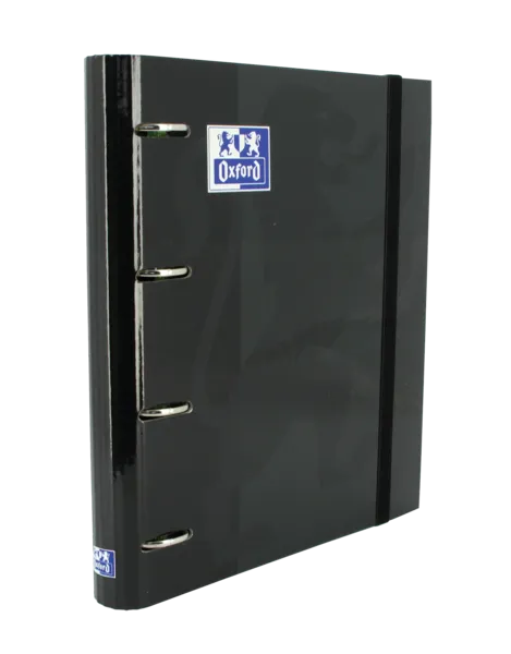 Raccoglitore ad anelli Oxford Europeanbinder Classic A4+ con griglia di ricambio 5x5 - Copertina extra rigida - Chiusura ad elastico - Colore nero - immagine 1