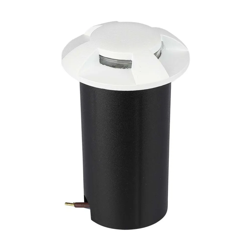V-TAC Faretto LED Segnapasso a Cilindro da Interramento 1W con 4 Fasci Luminosi Colore Bianco 12V 3000K IP67 Driver non Incluso - immagine 1