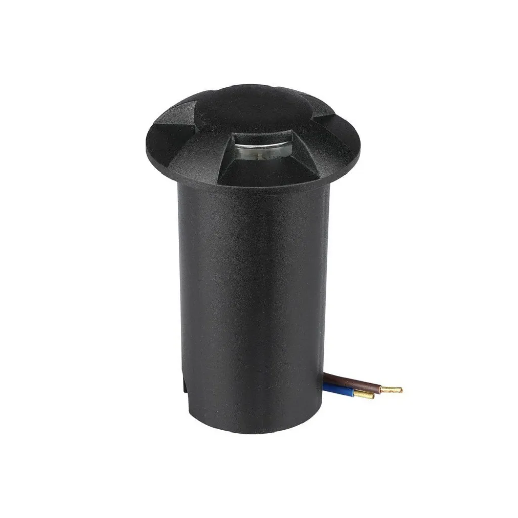 V-TAC Faretto LED Segnapasso a Cilindro da Interramento 1W con 4 Fasci Luminosi Colore Nero 12V 6400K IP67 Driver non Incluso - immagine 1