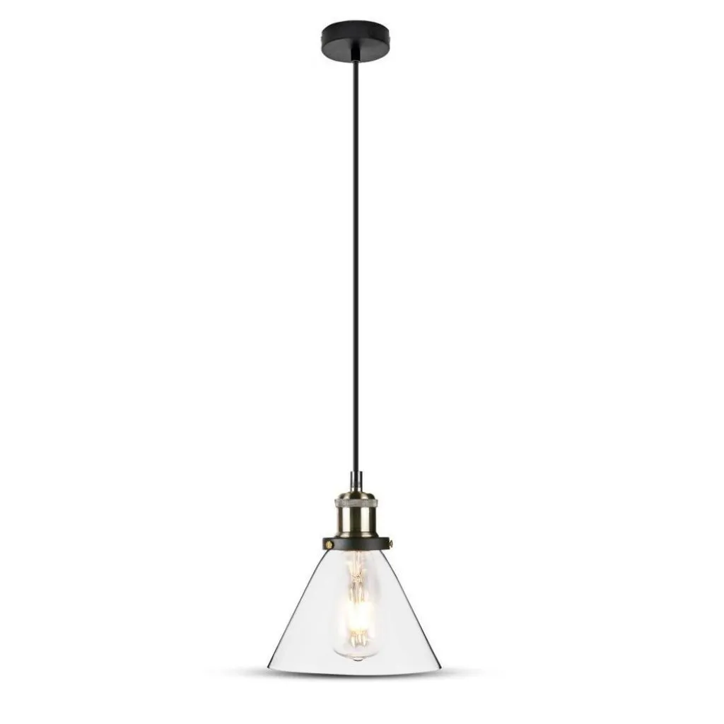 V-TAC Lampadario LED a Campana in Vetro con Portalampada E27 (Max 60W) Colore Trasparente - immagine 1