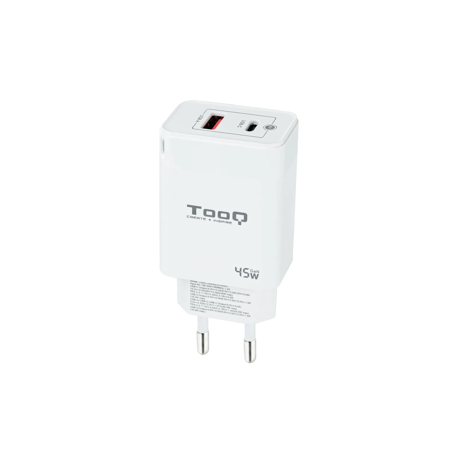 TooQ TQWC-GANQCPD45WT Caricabatterie per dispositivi mobili Bianco Interno - immagine 1