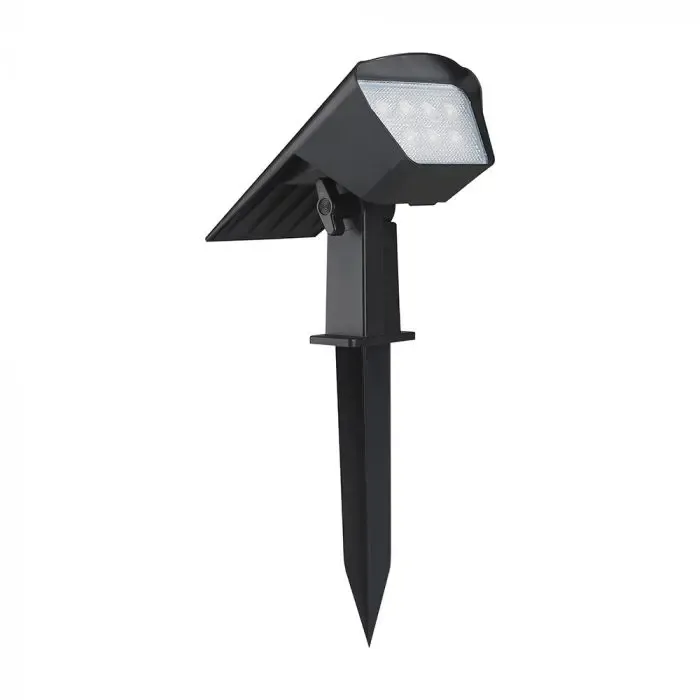 V-TAC Faretto LED da Giardino con Pannello Solare da Terra/Parete Colore Nero 1.3W CCT IP65 - immagine 1