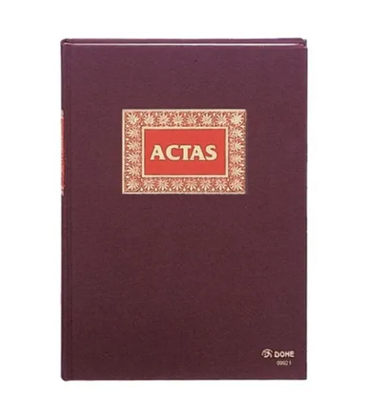 Dohe Minutes Book 50 fogli numerati Carta offset da 100 gr - Formato Folio naturale - Rilegatura in tela di alta qualità con stampa rossa e oro - Stampato in 2 colori - Colore bordeaux - immagine 1