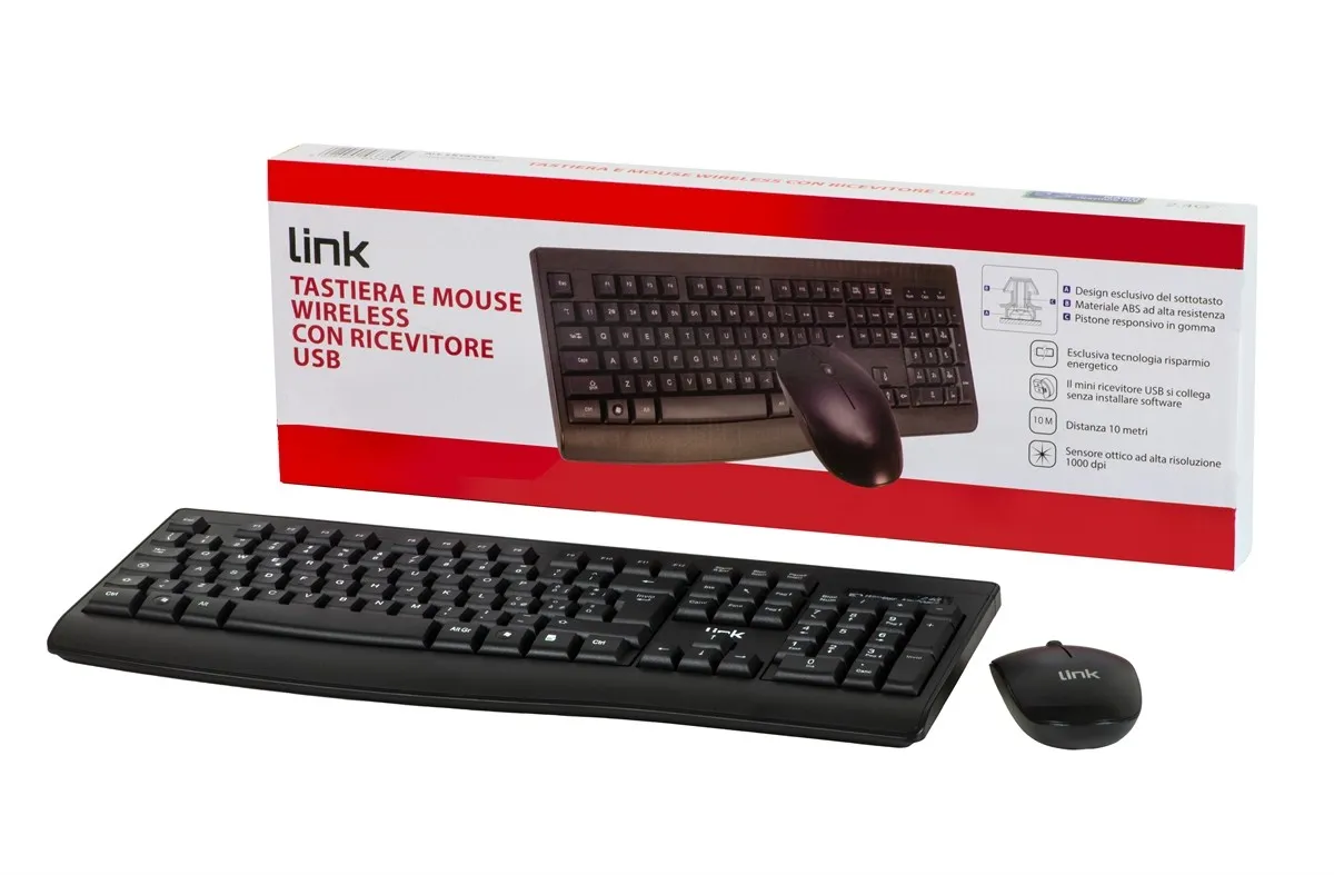 Kit Tastiera Italiana E Mouse Wireless Nero - immagine 1