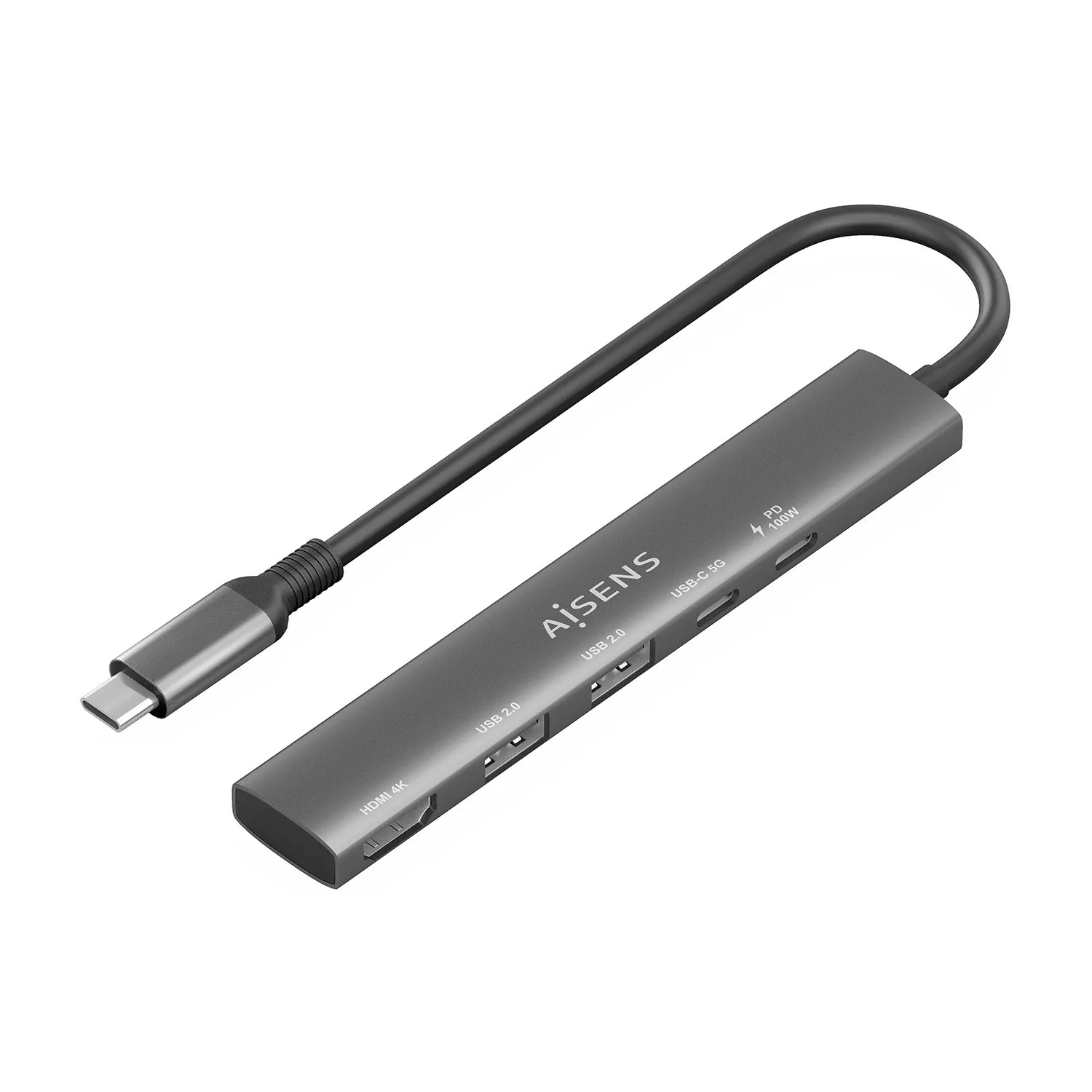 AISENS ASUC-5P022-GR replicatore di porte e docking station per laptop Cablato USB 3.2 Gen 1 (3.1 Gen 1) Type-C Grigio - immagine 1