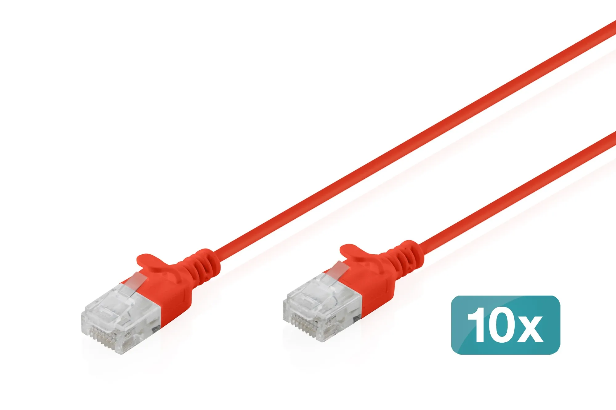 Cavo Rete Cat 6 U-Utp Rame Lszh Slim 0.3 M Rosso 10 Pezzi - immagine 1
