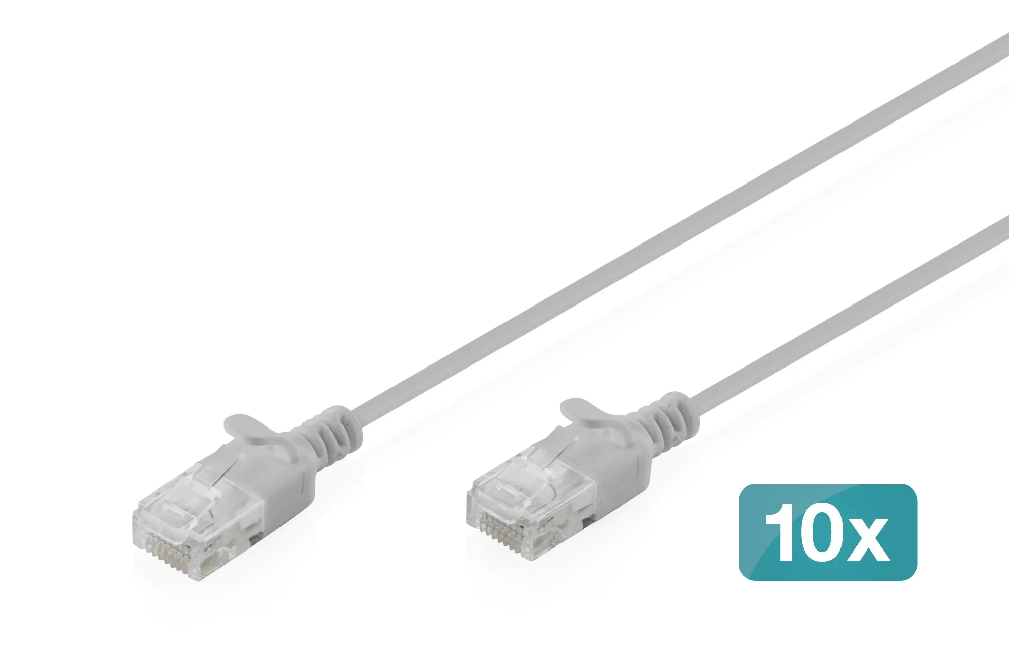 Cavo Rete Cat 6 U-Utp Rame Lszh Slim 0.3 M Grigio 10 Pezzi - immagine 1