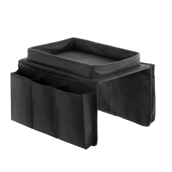 Vassoio da divano 2 in 1 Innovagoods - Multifunzionale - Organizer con telecomando e 6 scomparti - Superficie del vassoio 26x17 cm - 54x31x4 cm - Nero - immagine 1