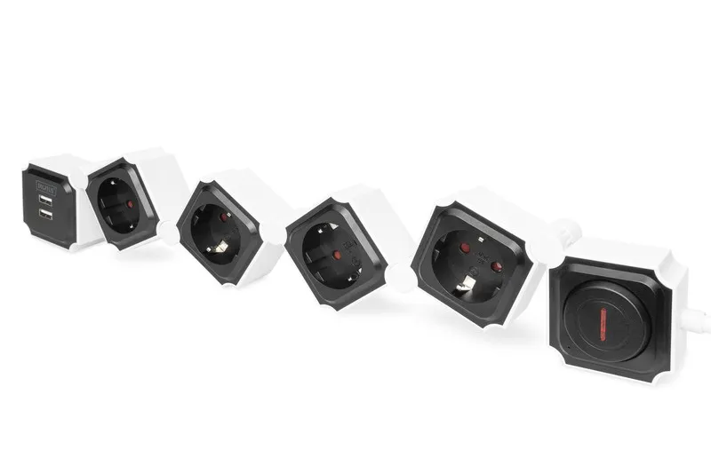 Digitus Presa Multipla Flessibile Da 4 Con 2 Attacchi Usb E Interruttore - immagine 1