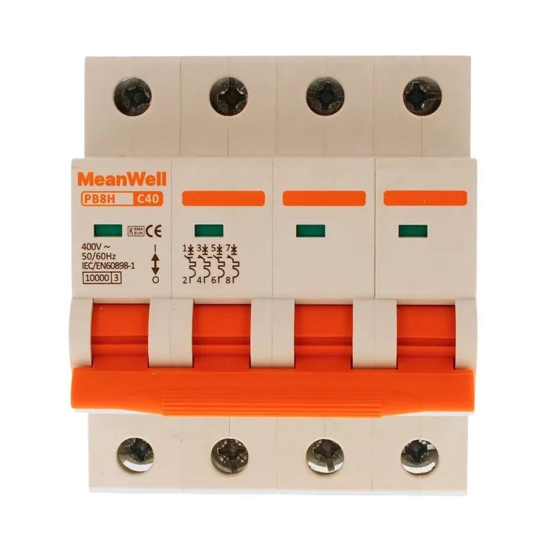 Interruttore Magnetetermico Meanwell Curva C 4P 4M 10Ka C40A Ac 400V Ip20 Iec60898 - immagine 1