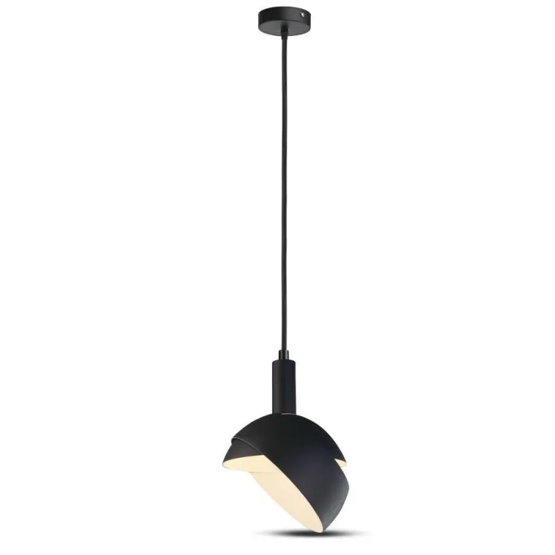 V-TAC Lampadario LED con Paralume in Alluminio e Portalampada E14 (Max 60W) Colore Nero - immagine 1