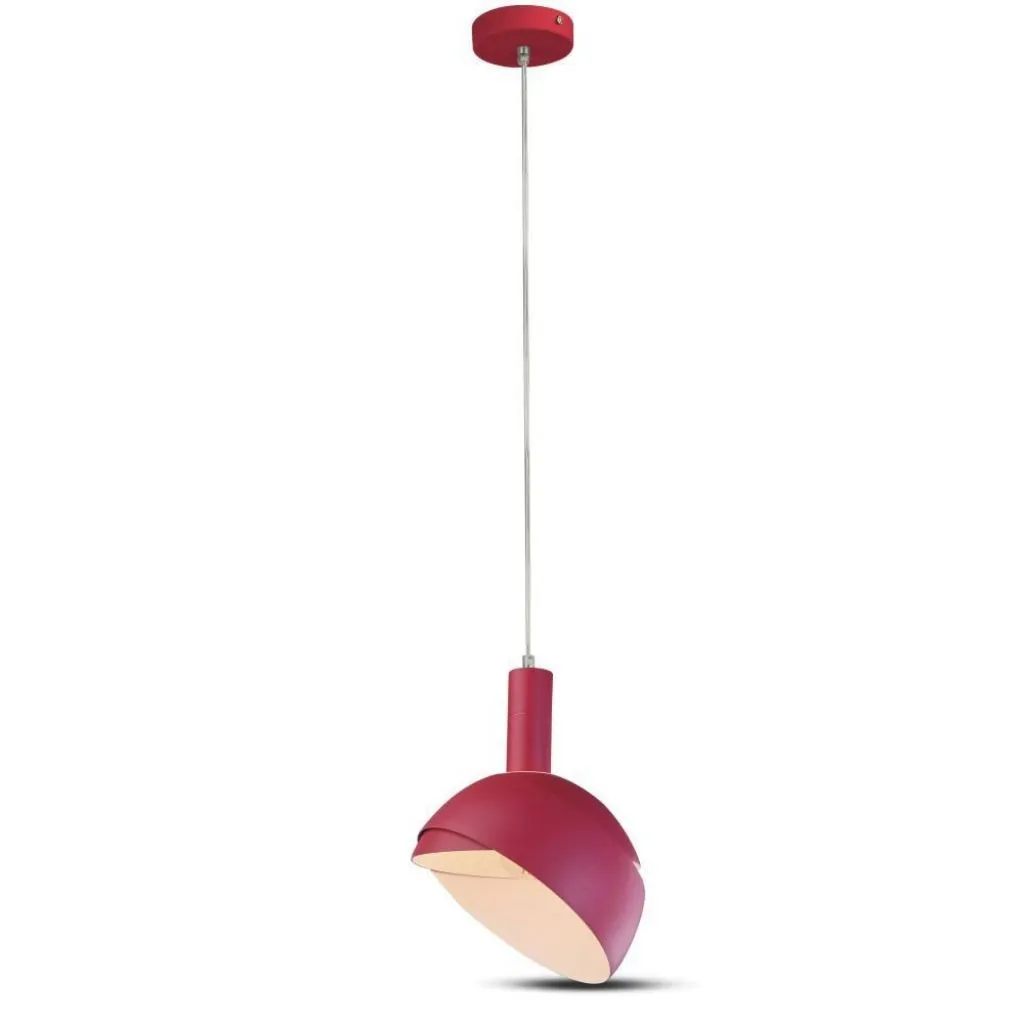 V-TAC Lampadario LED con Paralume in Alluminio e Portalampada E14 (Max 60W) Colore Rosa - immagine 1
